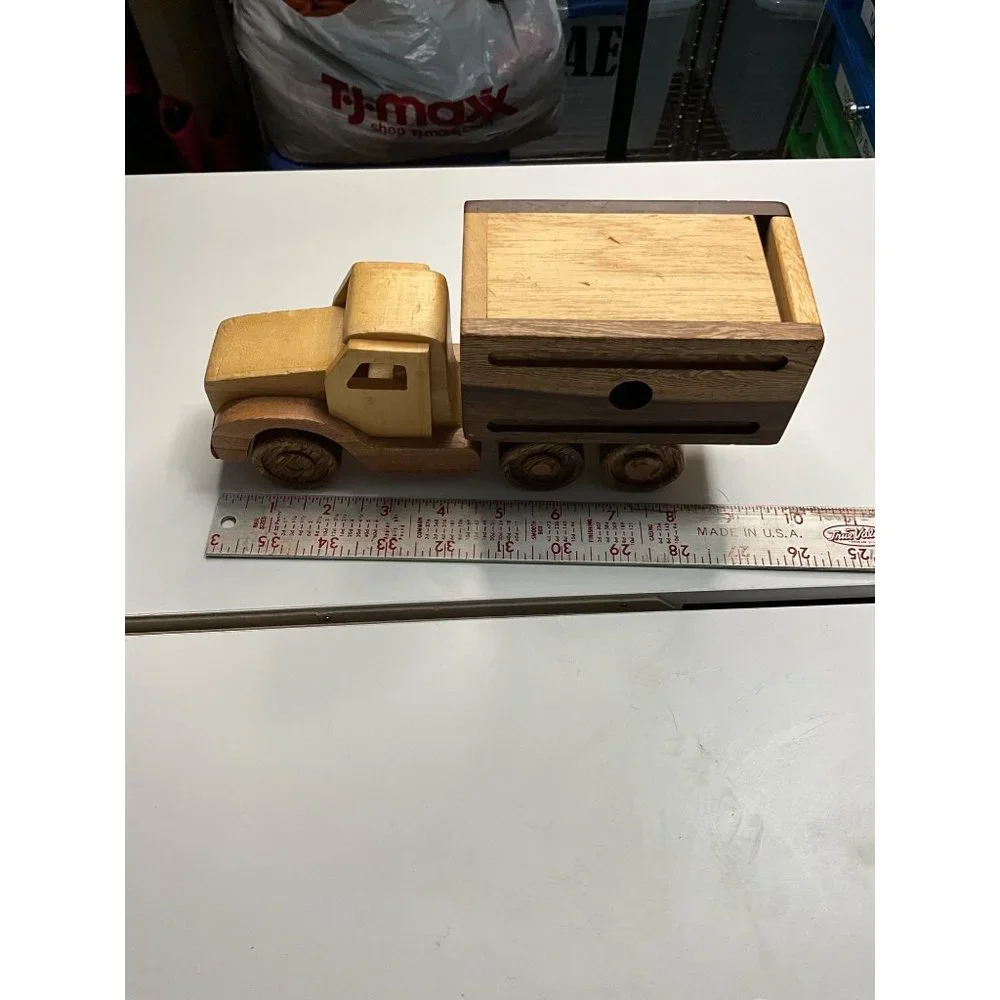 Wood Cargo Truck with‎ working rear door rolling wheels Hajito